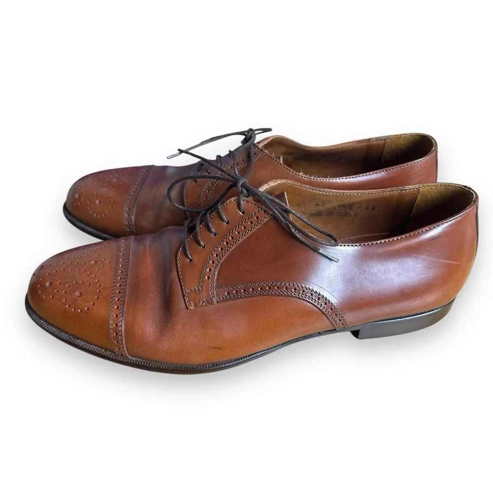 Bostonian Florentine Italy Brown Wingtip Size 9.5 M Men's Shoes Vero Cuoio